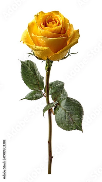 Obraz A yellow rose on a transparent background.