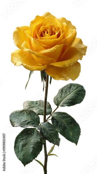 Obraz A yellow rose on a transparent background.