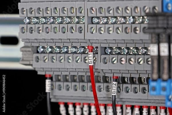 Obraz Connecting the electrical module using copper electrical insulated wires. 
