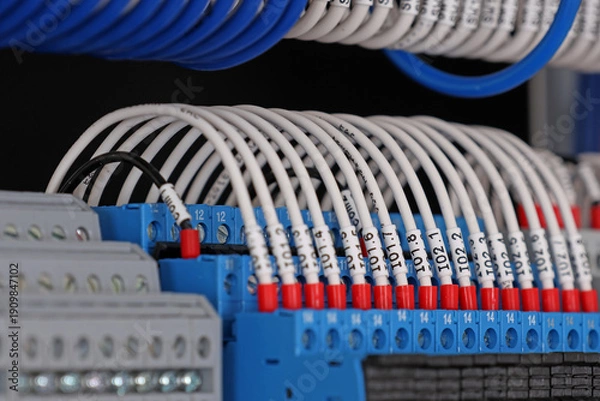 Obraz Connecting the electrical module using copper electrical insulated wires. 