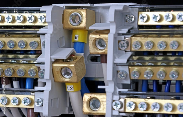 Obraz Connecting the electrical module using copper electrical insulated wires. 