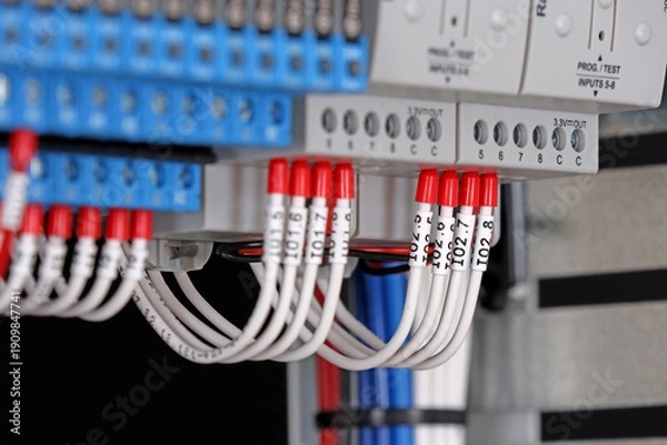 Obraz Connecting the electrical module using copper electrical insulated wires. 