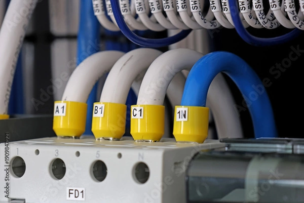 Obraz Connecting the electrical module using copper electrical insulated wires. 