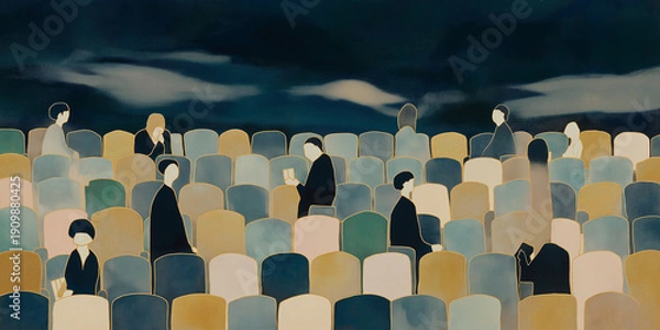 Obraz 観劇、映画を見る人たち。映画館。劇場。コンサートホール。