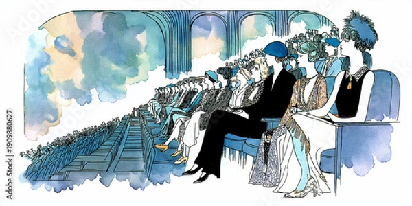 Obraz 観劇、映画を見る人たち。映画館。劇場。コンサートホール。