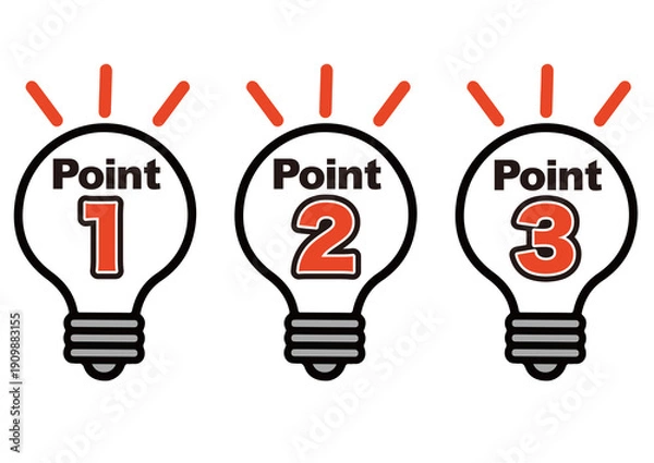 Obraz ポイント,確認,注目,重要,チェック,要点,大切,大事,目印,マーク,ひらめき,電球,電気,発見,なるほど,発明,明るい,光る,豆電球,名案,アイデア,アイコン,発想,光,ヒント,気づき,シンプル,照明,エネルギー,理解する,分かった,イラスト,ベクター,解決,デザイン,ひらめく,アイディア,明かり,シンボル,理解,電気代,節電,着目,思考,思いつき,発想力