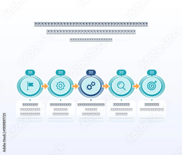 Fototapeta Modern Linear Process Workflow Steps Business Infographic Template