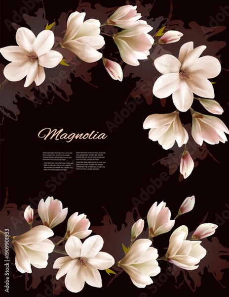 Obraz Abstract spring background with beautiful magnolia branches. Vector.