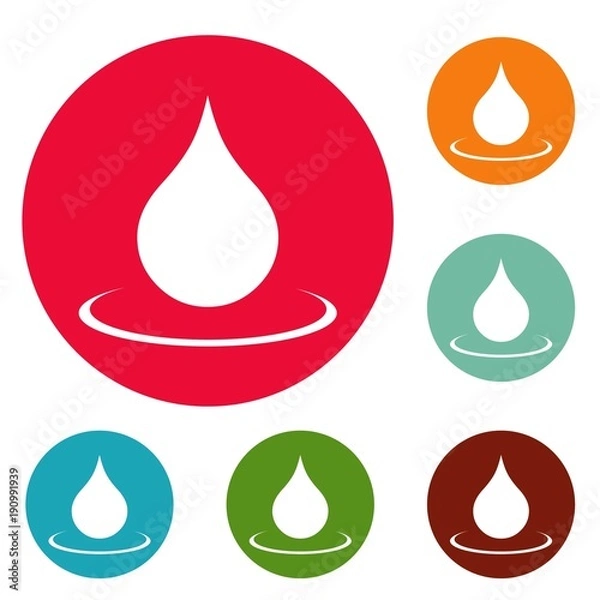 Obraz Water drop icons circle set vector isolated on white background