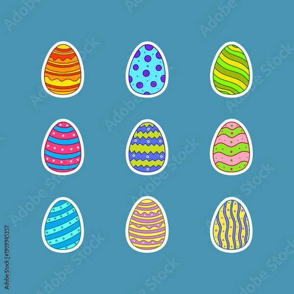 Obraz Vibrant Hand-Drawn Easter Eggs Collection
