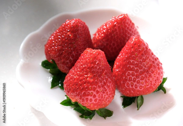 Obraz 採れたての赤くて甘いイチゴ