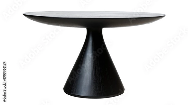 Obraz Black dining table with matte finish on transparent background
