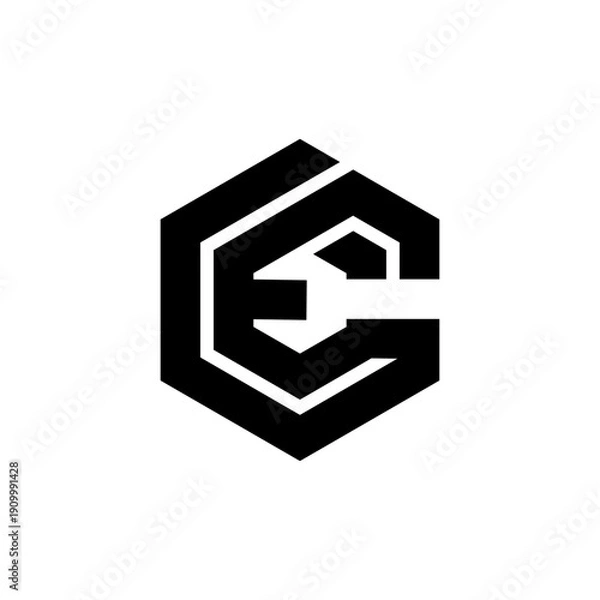 Obraz Bold geometric simple letter E logo