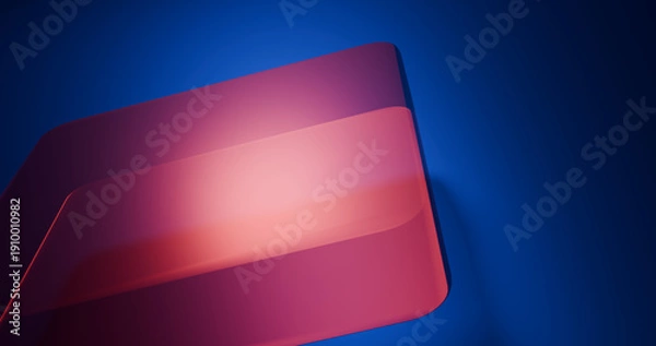 Obraz 3d render glass red square on blue background wallpaper