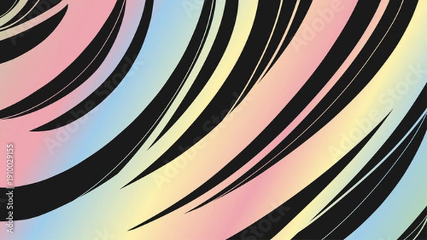 Obraz Modern fluid rainbow curve flow pattern on black backdrop