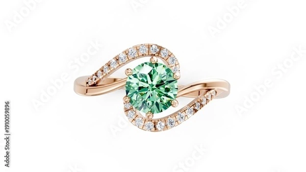 Obraz Romantic engagement ring featuring round diamond.