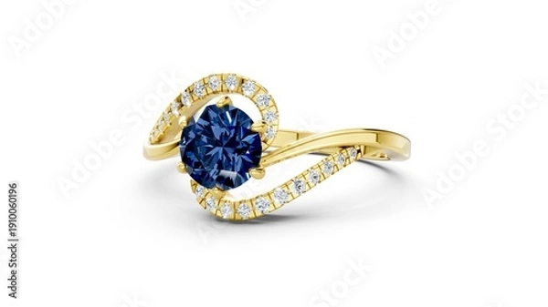 Obraz Jewelry ring with round diamond for proposal theme.