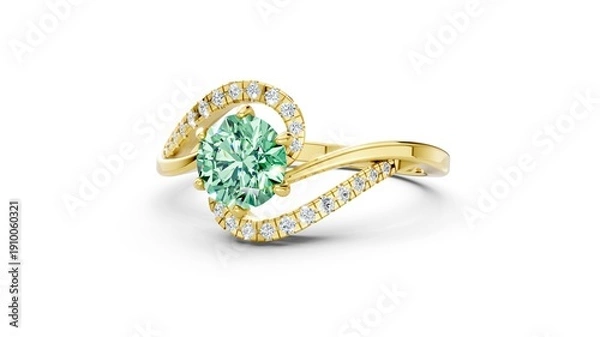 Obraz Engagement ring featuring round diamond for romantic theme.