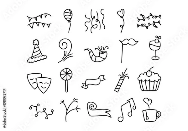 Obraz Festive Party Doodle Illustration