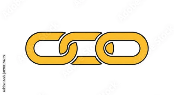 Obraz Yellow stylized chain link design on a black background