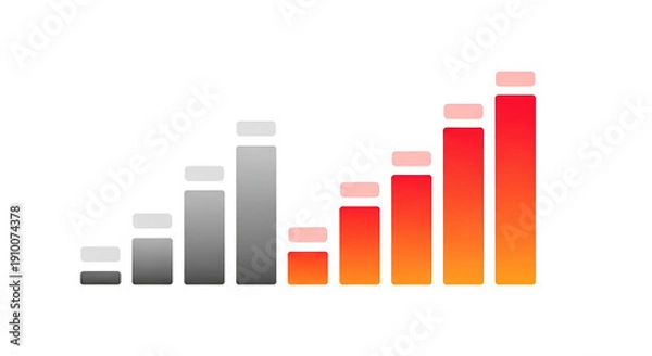 Obraz Gradient bar graph depicting progressive growth on black background