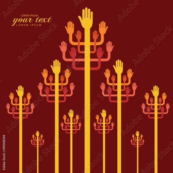 Fototapeta Teamwork symbol. Multicolored hands