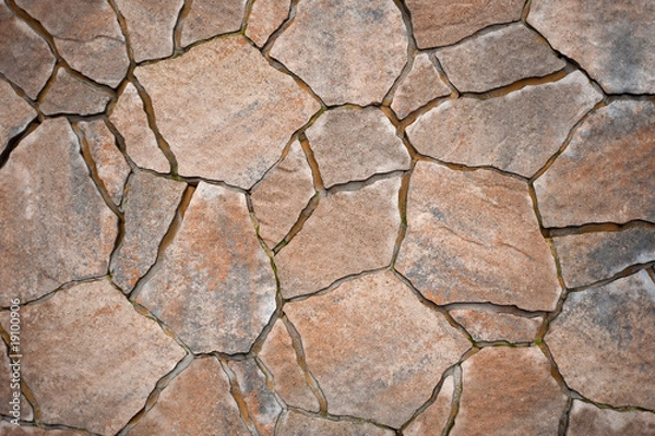 Fototapeta Hintergrund aus Pflastersteinen, unregelmäßige Natursteine