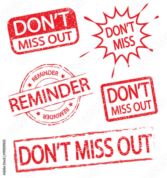 Fototapeta don't miss out and reminder stamp