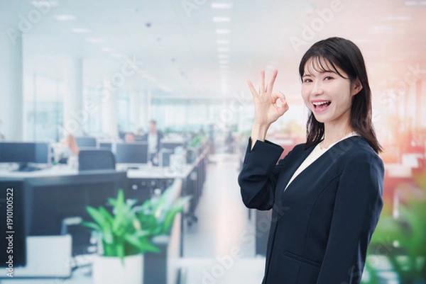 Obraz 笑顔でオフィス勤務をする若い女性
