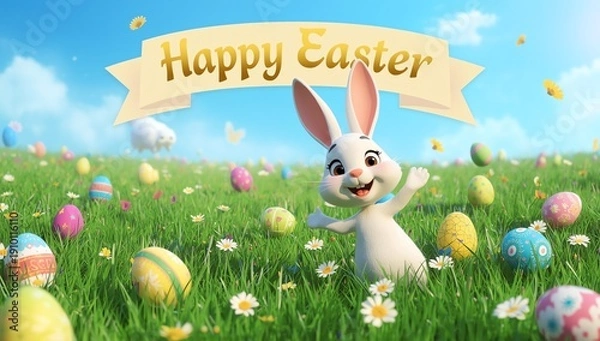 Obraz easter bunny with eggs