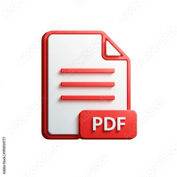 Obraz Red 3d pdf document icon on transparent background with text