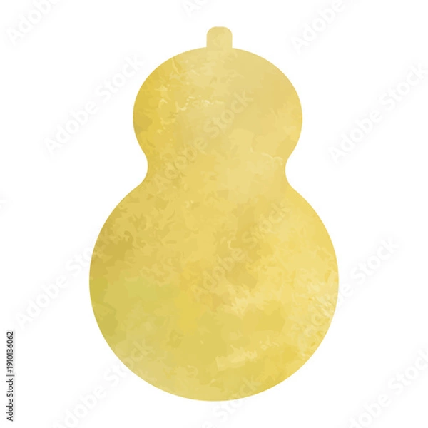 Obraz 金色のひょうたんのイラスト素材　ベクター　シルエット　フレーム　アイコン　縦　水彩　手描き　ゴールド　和風　和