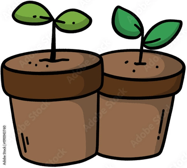Obraz Plant Pots With Sprouts