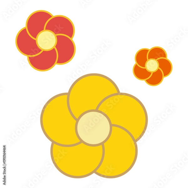 Obraz 和風モダンなカラフルな梅の花のイラストセット