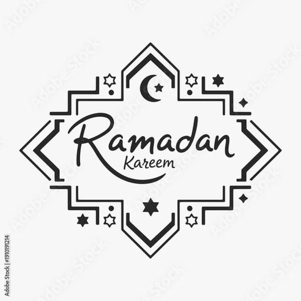 Obraz Vibrant hand-drawn Ramadan Kareem lettering written in cursive script with decorative elements.