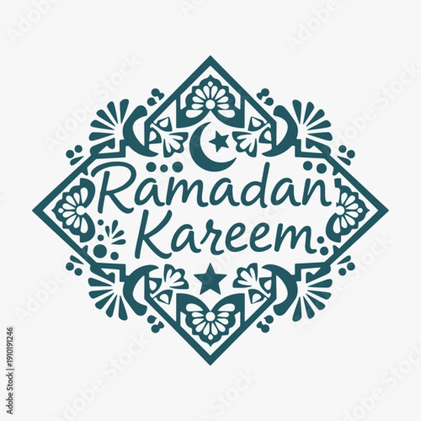 Obraz Vibrant hand-drawn Ramadan Kareem lettering written in cursive script with decorative elements.