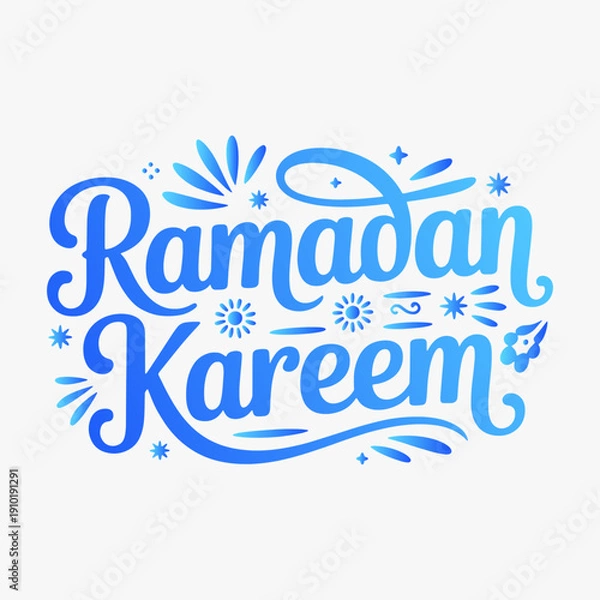 Obraz Vibrant hand-drawn Ramadan Kareem lettering written in cursive script with decorative elements.