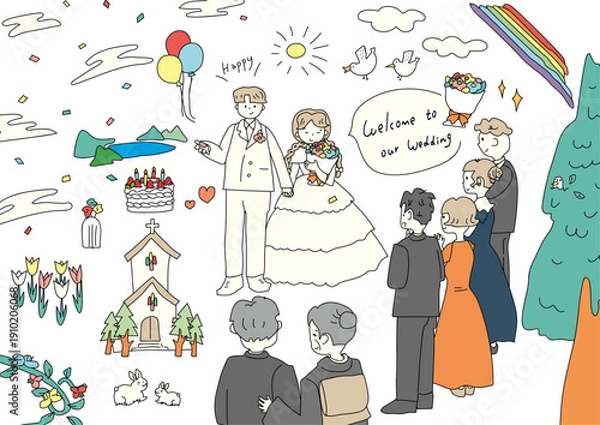 Obraz 結婚イラストセット素材