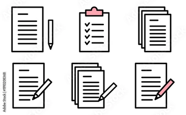 Obraz 書類入り封筒と未開封封筒の状態違いをまとめたビジネス用ベクターイラストのアイコンセット