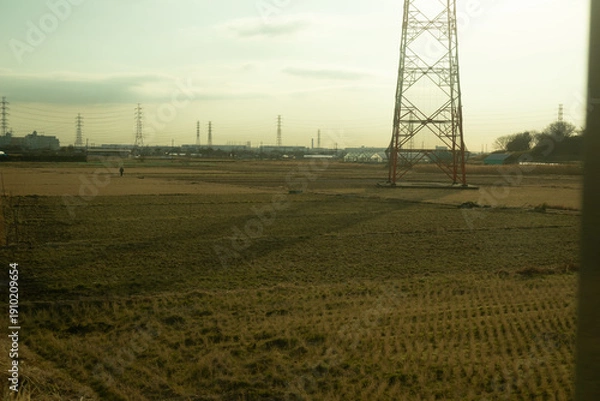 Obraz 鉄塔のある田園地帯