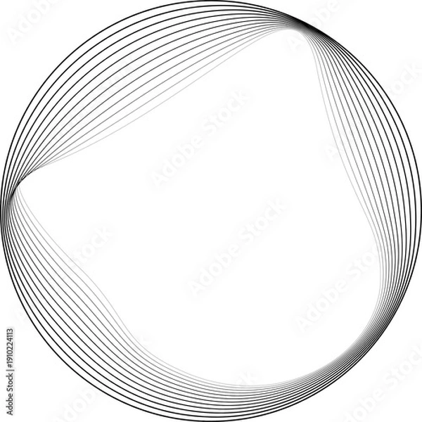 Fototapeta Circles round shape with wavy dynamic line. Frame border gradient