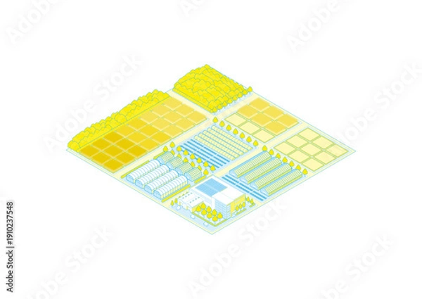 Obraz 郊外の街並みのイラスト. アイソメ図で描いた都市.