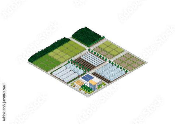 Obraz 郊外の街並みのイラスト. アイソメ図で描いた都市.