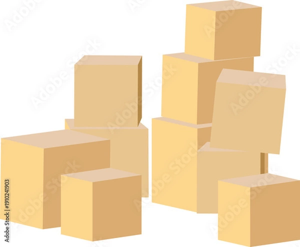 Obraz 段ボールの箱が積み重なったイラスト