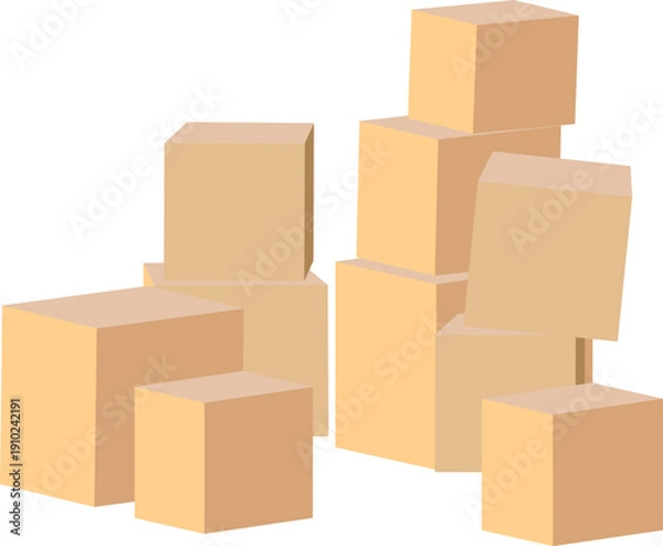 Obraz 段ボールの箱が積み重なったイラスト