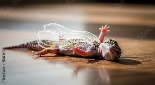Obraz Whimsical Gecko as a Tiny Fallen Superhero