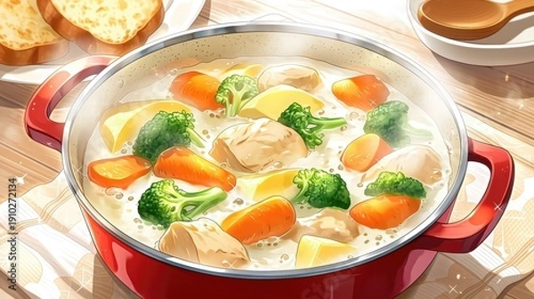 Obraz 具だくさんホワイトシチューのイラスト