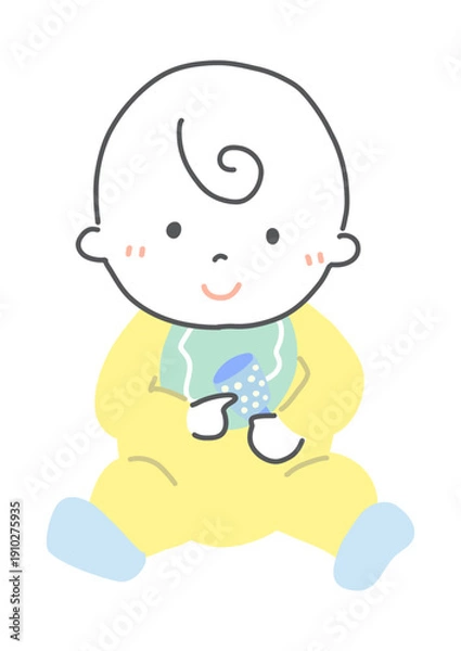 Obraz 座り込む赤ちゃん　シンプルイラスト