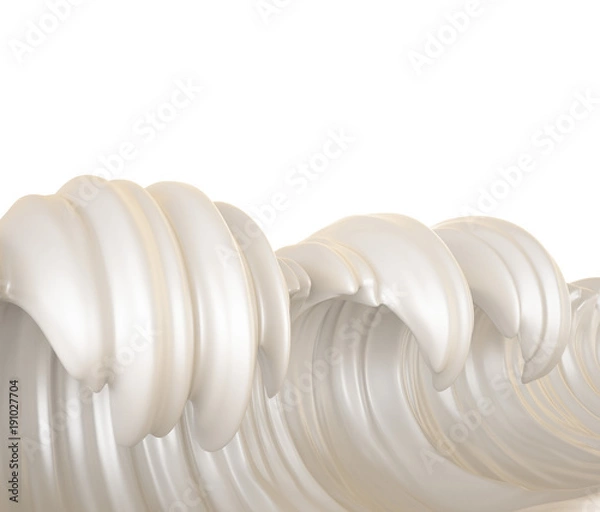 Fototapeta Sea of milk, splash of milk on a white background, natural, yogurt, sour cream, thick, liquid, paint, clipping path. 3d ..illustration, 3d rendering.