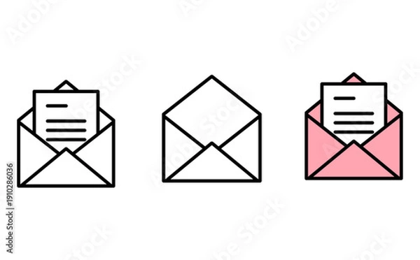 Obraz 書類入り封筒と未開封封筒の状態違いをまとめたビジネス用アイコンセット ベクターイラスト
